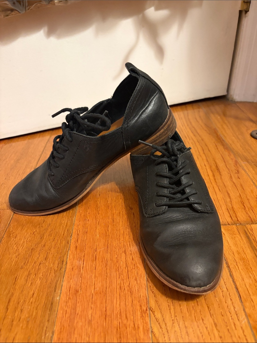 Lucky Brand Black Leather Lace-Up Oxford Shoes